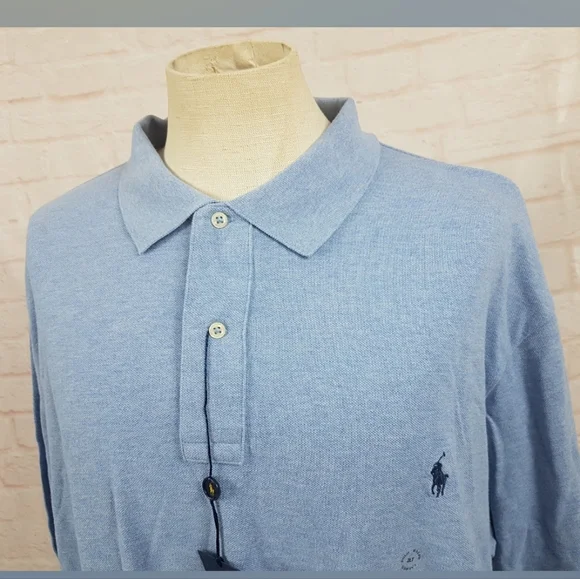 NWT Polo Ralph Lauren Mens Polo Shirt Mesh Jamaican Blue $118 Big&Talll 2LT 3LT - Picture 3 of 10